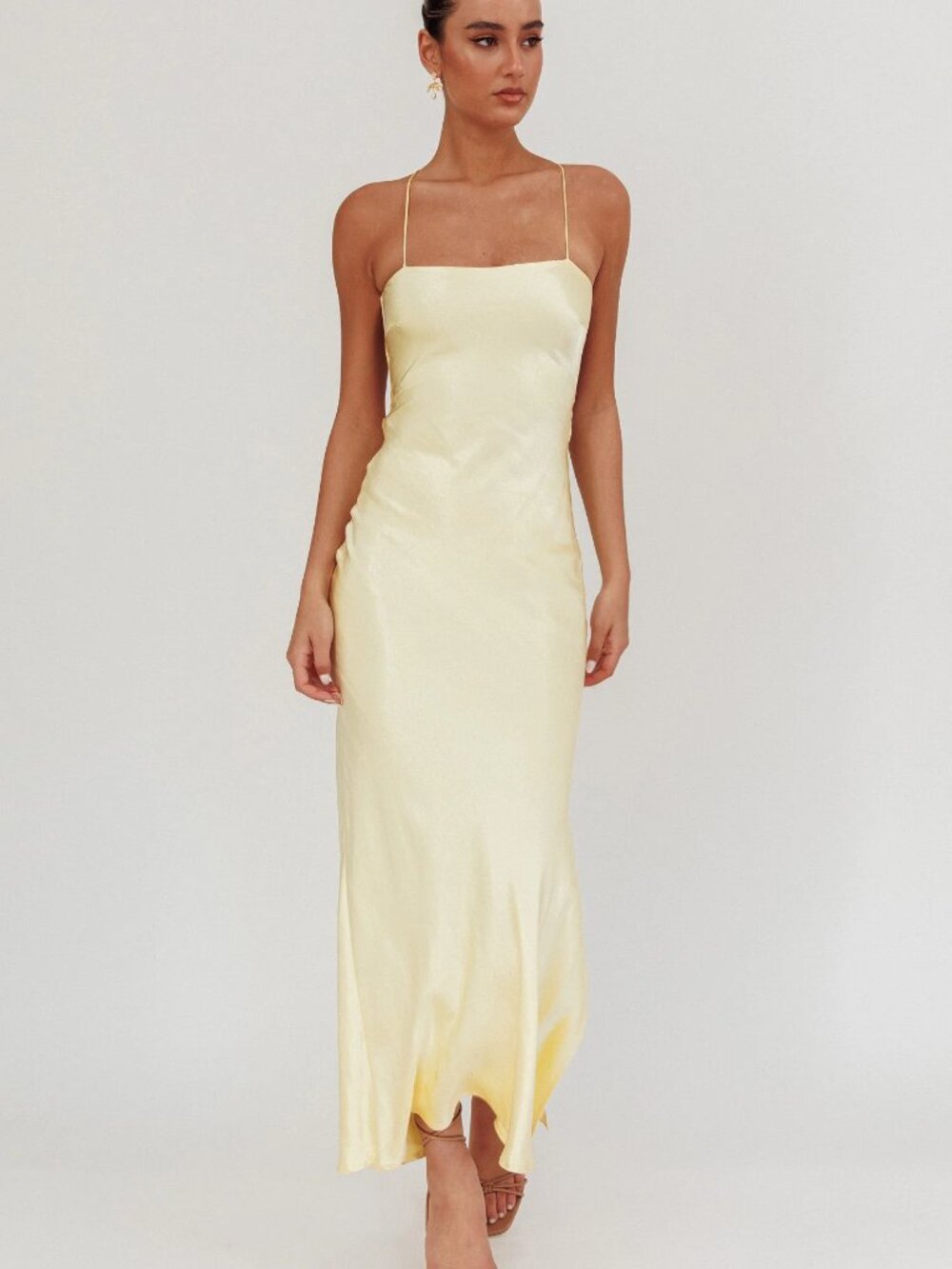 Dolce Life Backless Satin Maxi Dress Butter - Saints and Secrets -Selfie Leslie - Picture 5 of 5